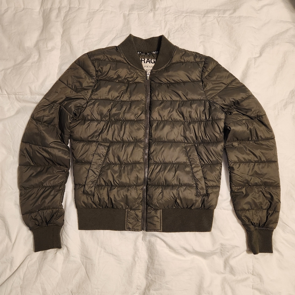 Garage nylon bomber jacket olive green